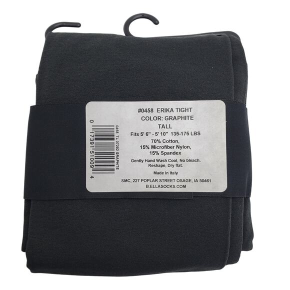 Italian Cotton Blend Tights Tall Graphite Gray B.ella Erika Opaque NEW Hosiery - Picture 4 of 5